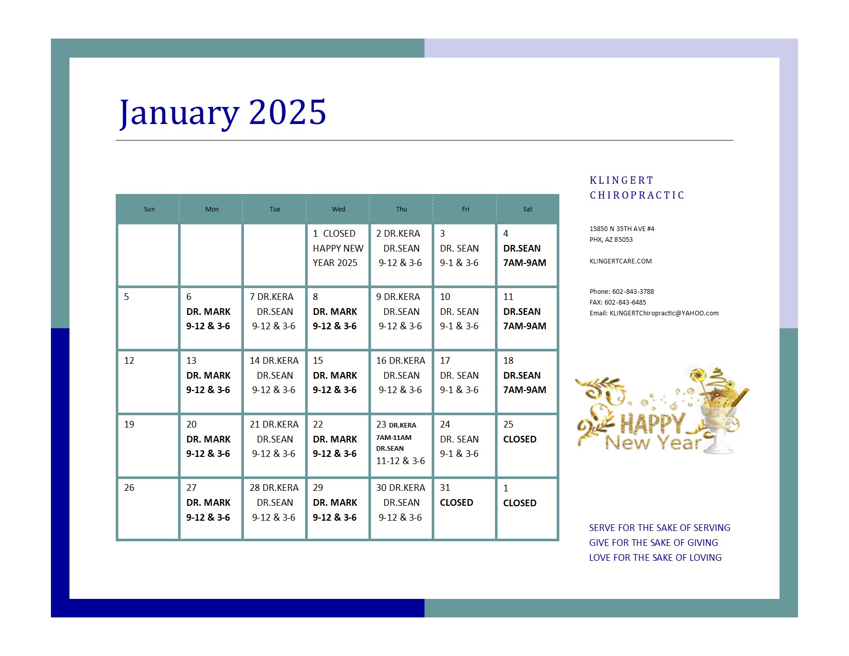 Calendar of Events Klingert Chiropractic Center Phoenix, Arizona 85053 calendar-of-events-klingert-chiropractic-center-phoenix-arizona-85053